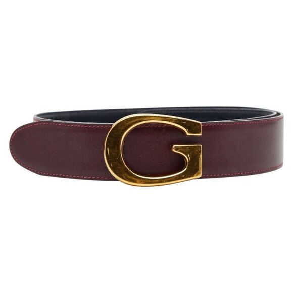 Gucci G Buckle Belt Size 70 28 036 519 0956 Wine Red Bordeaux Leather main image 5